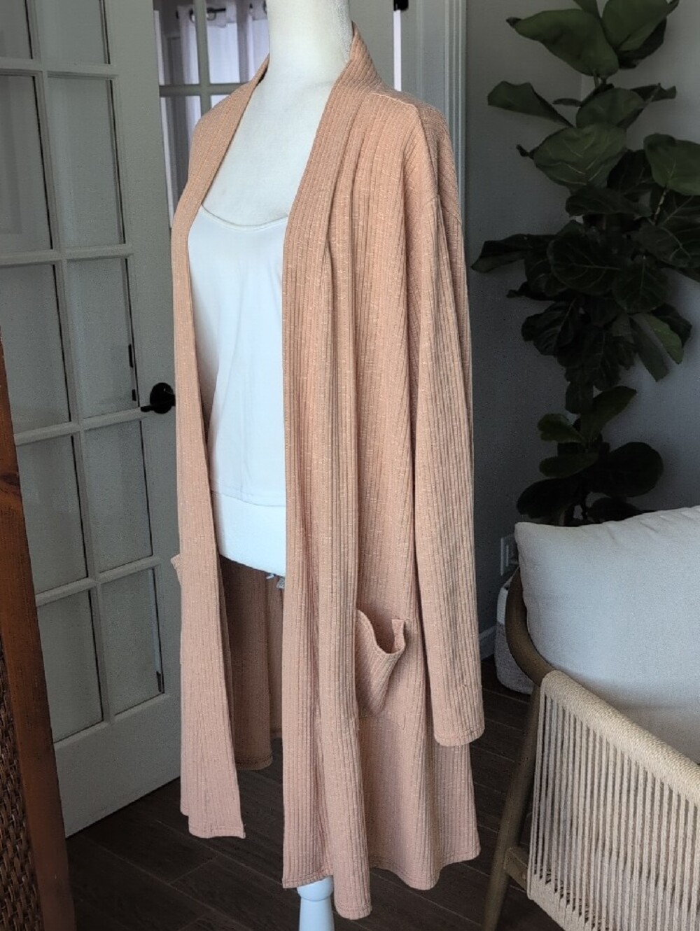 NWT Larace  Open-Front Ribbed Cardigan Sweater 5X 37" L